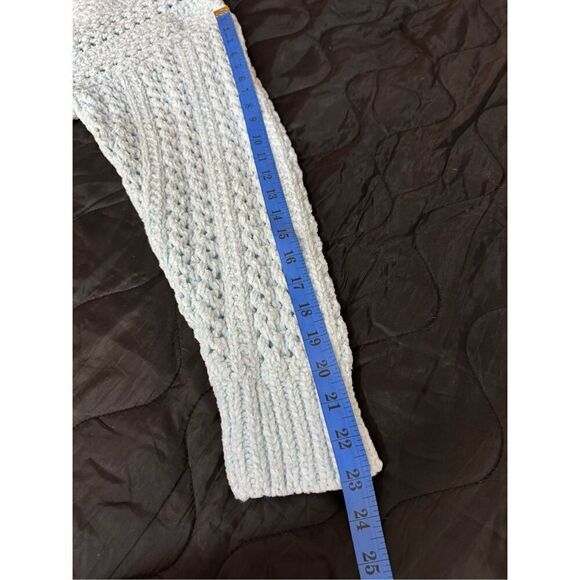 Hello Nite Top Women’s Small Whisper Blue Open Knit V-Neck Sweater NWT - Picture 9 of 9